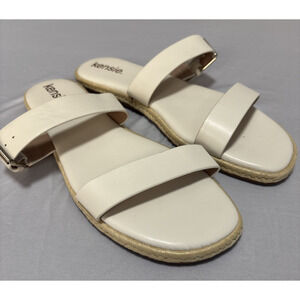 Kensie Women's 8.5 Flora White Slide Sandals Summer Travel Resort Beach Simple